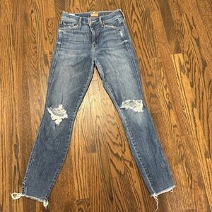 MOTHER The Vamp Fray Skinny High Rise Jeans in Crazy Like a Fox Sz 25